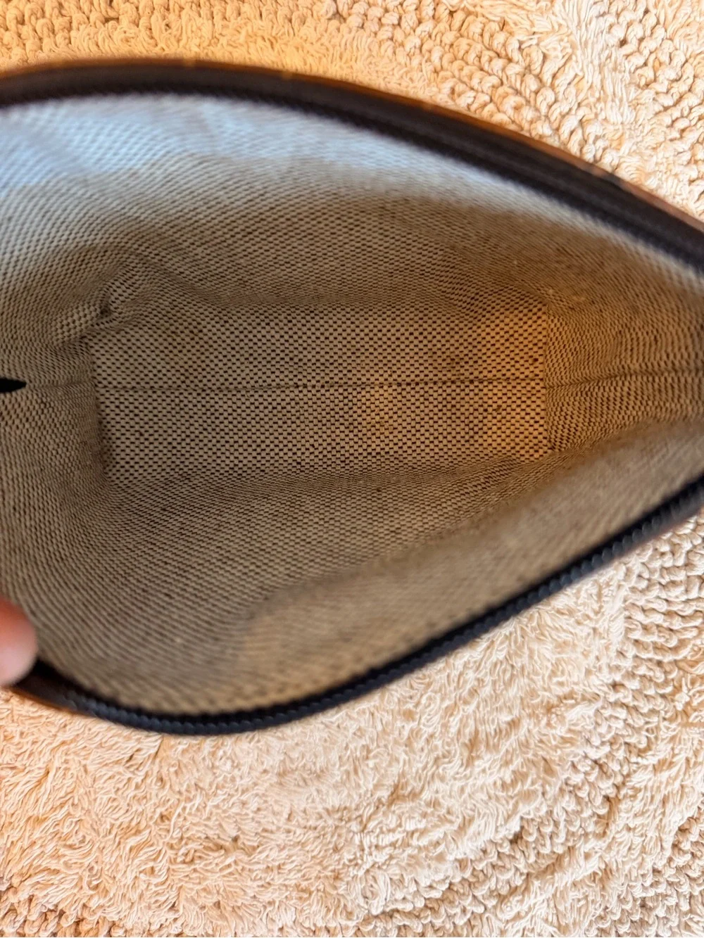 Dooney & Bourke Brown Croc-Embossed Leather Cosmetic Pouch with Dark Trim